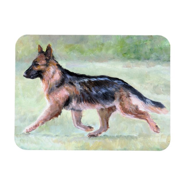 Íman German shepherd Movendo o ímã de arte canina (Horizontal)