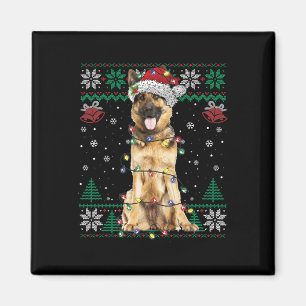 Íman German shepherd Papai noel de Natal Cachorro Suado