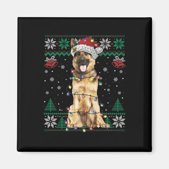 Íman German shepherd Papai noel de Natal Cachorro Suado (Frente)