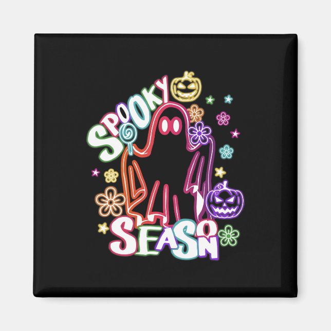 Íman Ghost Floral Coquette Halloween Pumpkin Spook (Frente)