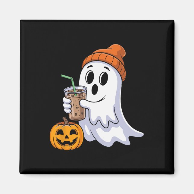 Íman Ghost Halloween Bebendo Café Ghost Ice Café P (Frente)