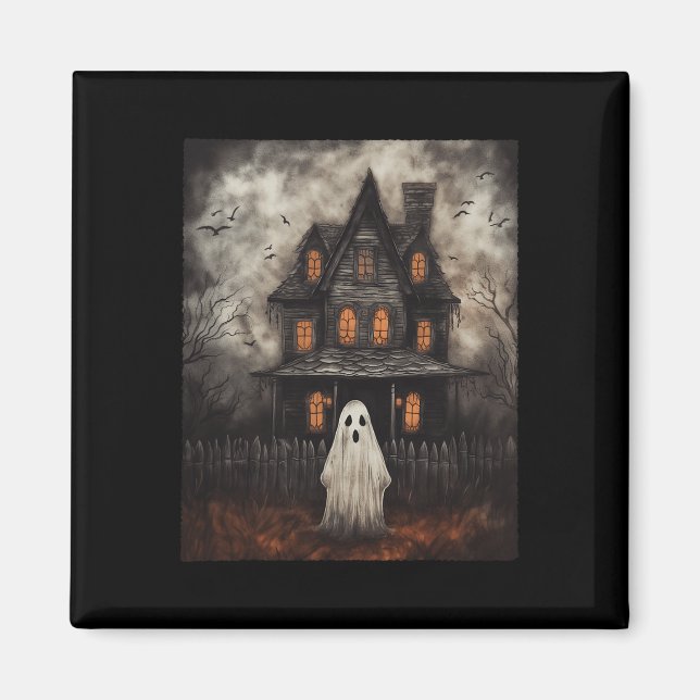 Íman Ghost Hauned House Midnight Halloween Ghost Spook (Frente)