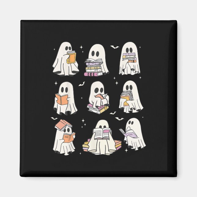 Íman Ghost Lading Book Bonito Amava Halloween Engraçado (Frente)