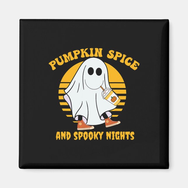 Íman Ghost Pumpkin Spice Latey Fall Vibe Halloween Spoo (Frente)