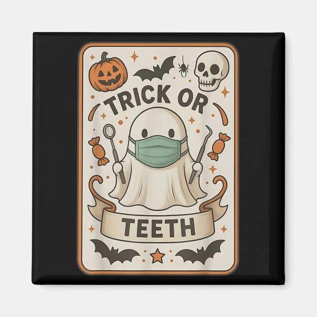Íman Ghost Trick Ou Teeth Dental Tarot Card Halloween D (Frente)