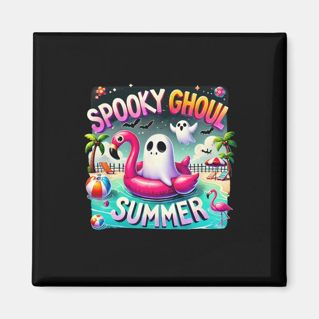 Íman Ghoul Summer Cute Ghost Flamingo Hello Summ (Frente)