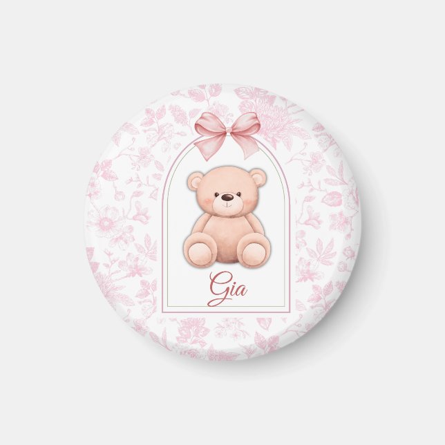 Íman Gia | Design de Enfermeiro de Urso Rosa Personaliz (Frente)
