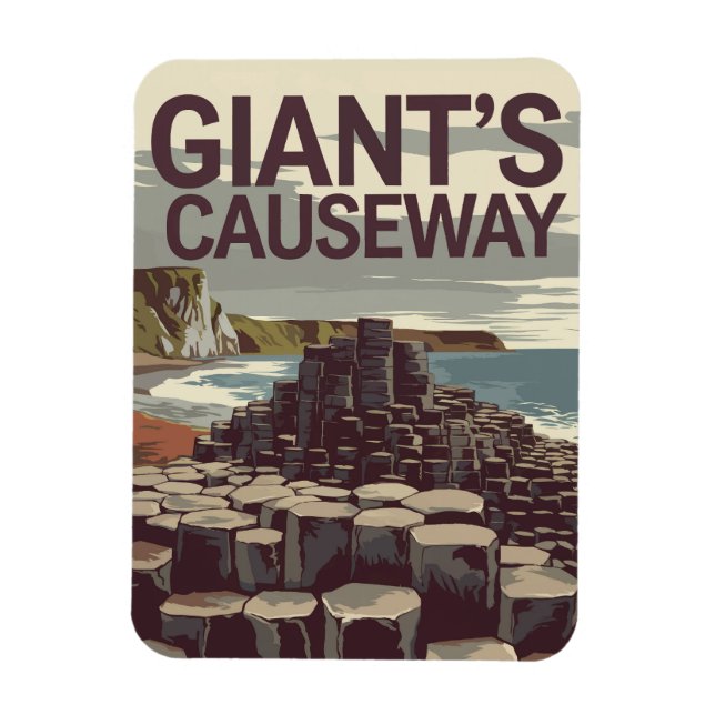 Íman Giant Causeway Ireland Illustration Viagem Art (Vertical)