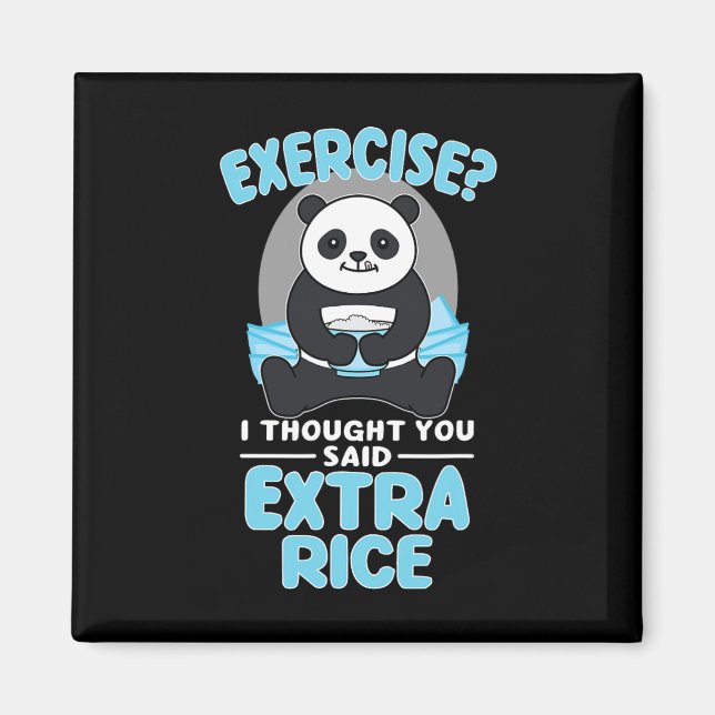 Íman Giant Panda Funny Gym Workout Sayings Comida Malha (Frente)