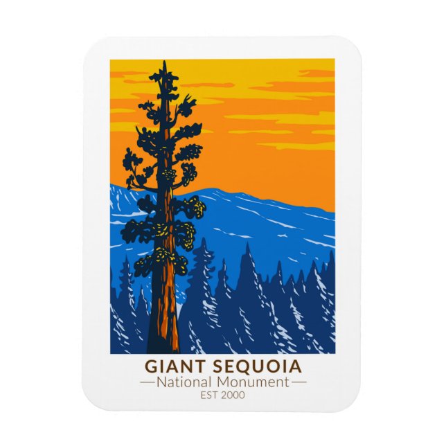 Íman Giant Sequoia National Monument California Vintage (Vertical)