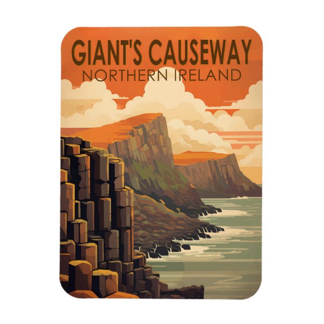 Íman Giants Causeway Norte Irlanda Viagem Vintage (Vertical)