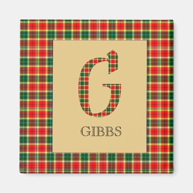 Íman Gibbs Tartan Monograma G (Frente)