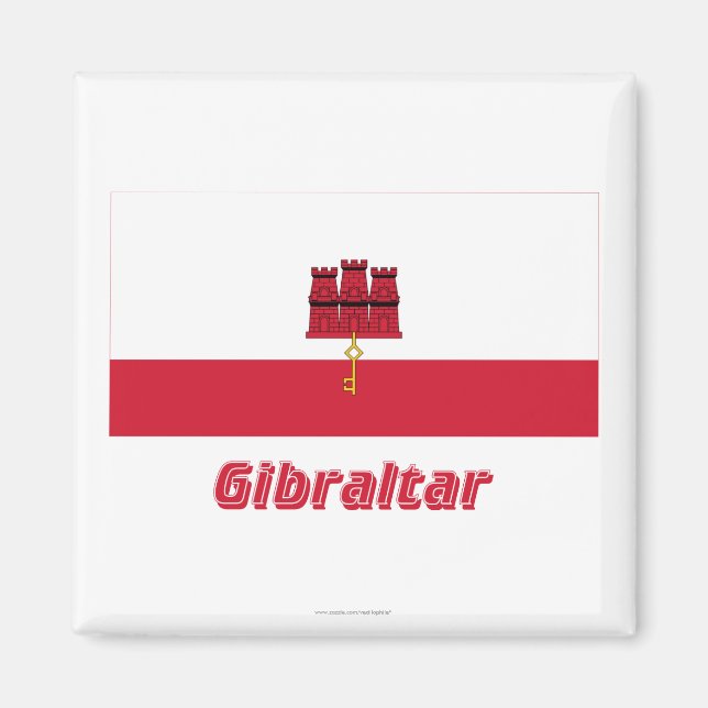 Íman Gibraltar Flag com Name (Frente)