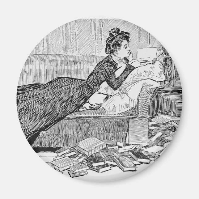 Íman Gibson Girl lendo um livro (Frente)