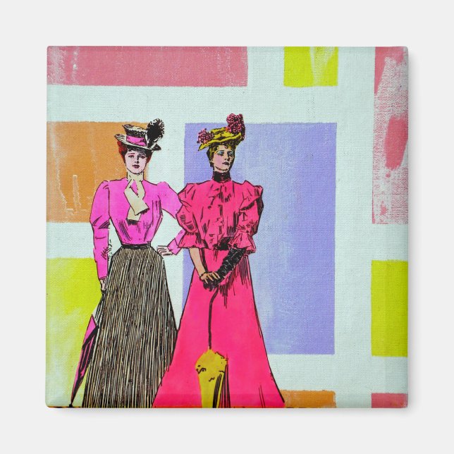 Íman Gibson Girls em um padrão mondriano (Frente)