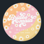 Íman Gift de Bridesmaid Personalizada do Retro Boho Dai<br><div class="desc">Imagem Personalizada Bridesmaid Gift da Retro Boho Daisy</div>