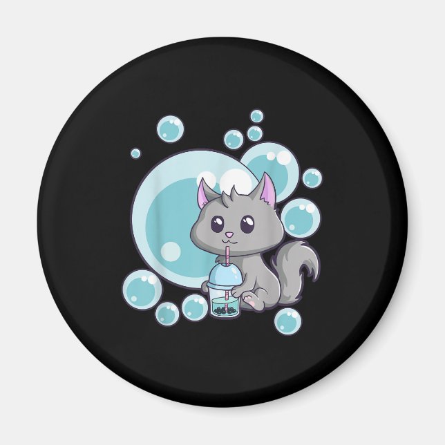 Íman Gift de Chá de Bolha de Gato | Boba Tea Cats Desig (Frente)