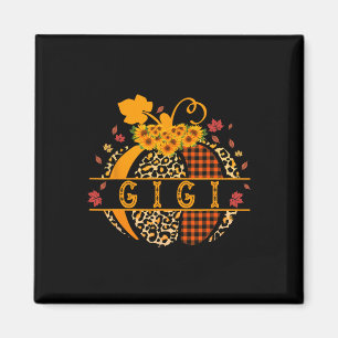 Íman Gigi Leopard Print Pumpkin para vovó Gigi Mulheres