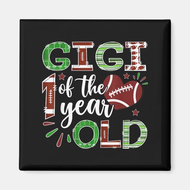 Íman Gigi Of The 1 Year Old Football First Birthday Boy (Frente)