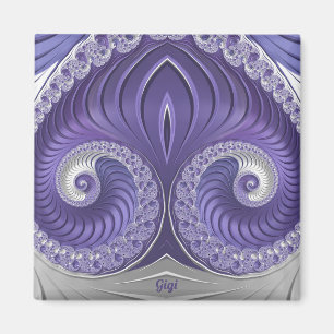 Íman ~ GIGI ~ Padrão Abstrato ~ Cinza Púrpura Branco ~