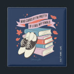 Íman Gilmore Girls Finals Quote Design<br><div class="desc">Celebrate Rory Gilmore’s bookish priorities with this charming Gilmore Girls design. Featuring her classic saddle shoes and a towering stack of colorful books, this illustration is topped with the witty banner quote: “Who cares if I’m pretty if I fail my finals.” Surrounded by autumn leaves and Stars Hollow flair, it’s...</div>