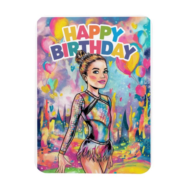 Íman Ginástica colorida pintada aniversário personaliza (Vertical)