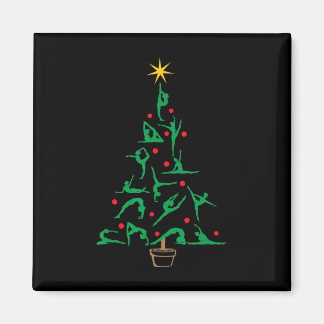 Íman Ginástica de Natal Yoga Árvore de Natal  (Frente)