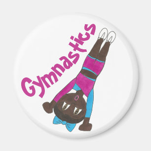 Íman Ginástica Gymnast Cor de Rosa Azul Tumbando Treina