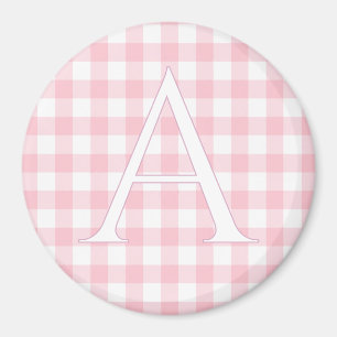 Íman Ginga Xadrez Rosa Bebê Personalizada com Monograma