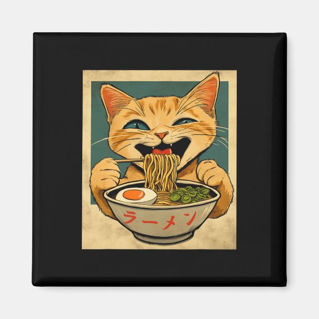 Íman Ginger Ginger Ramen Japonês Anime Kawaii Cat G (Frente)