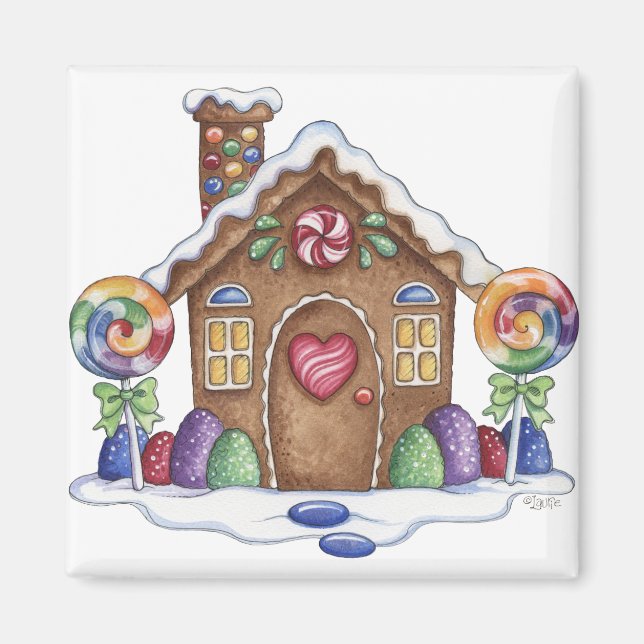 Íman Gingerbird Candy House Magnet (Frente)