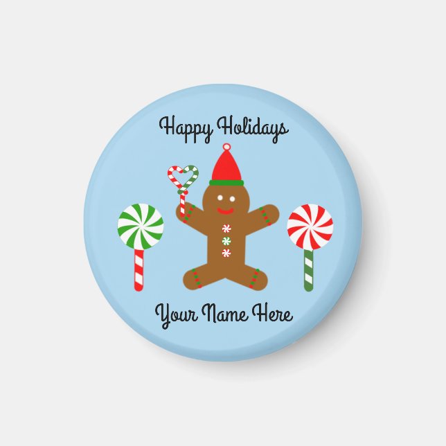 Íman Gingerbird Man #1 Round Magnet (Frente)