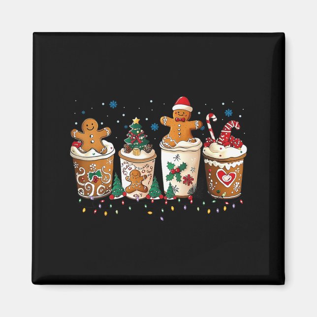 Íman Gingerbread Christmas Coffee Cute Sweet Winter Hol (Frente)