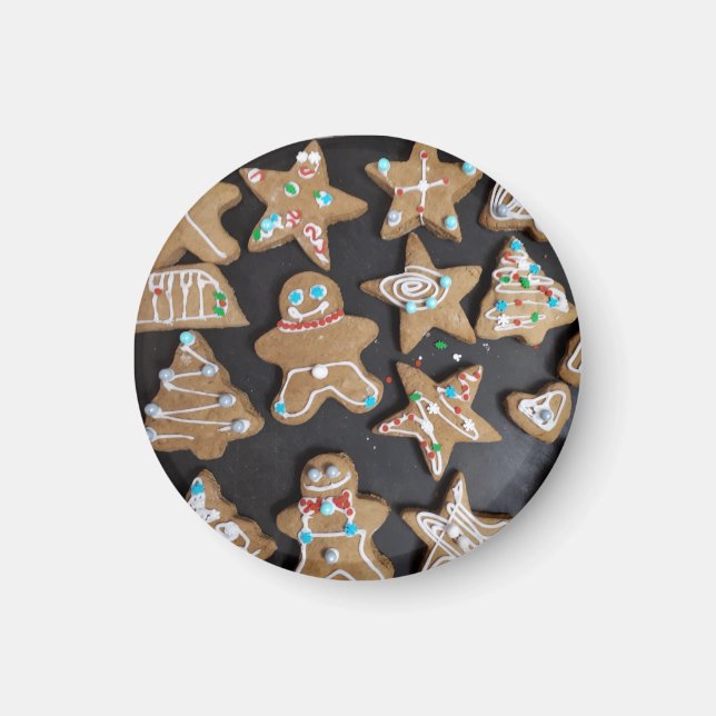 Íman Gingercake Men Cookies Round Magnet (Frente)