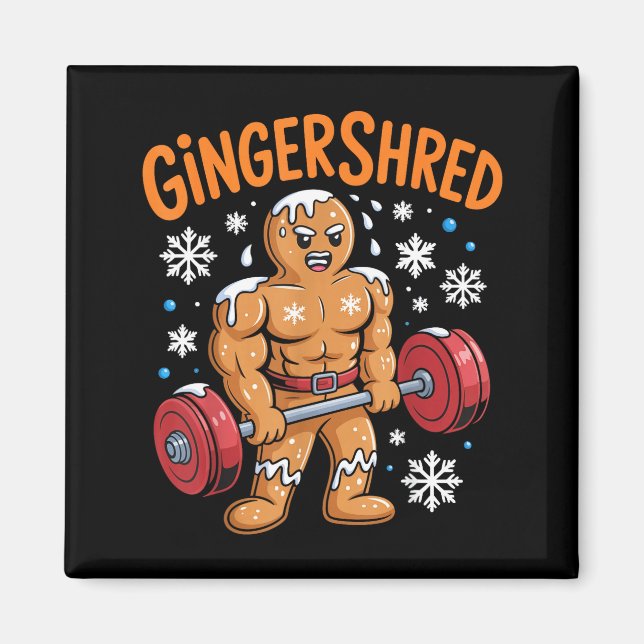 Íman Gingershred Christmas Gym Workout Funny Gingerbrea (Frente)