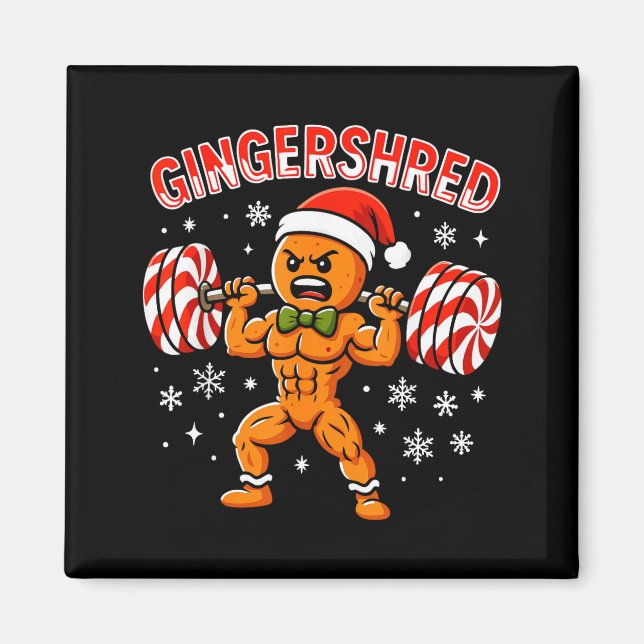 Íman Gingershred Funny Gingerbread Man Gym Bodybuilding (Frente)