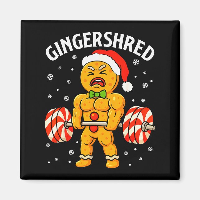 Íman Gingershred Funny Gingerbread Man Gym Bodybuilding (Frente)