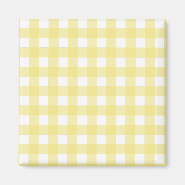 Íman Gingham amarelo pálido e branco (Frente)