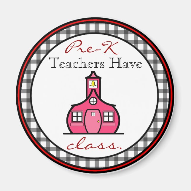 Íman Gingham Pre-K Teacher Magnet (Frente)