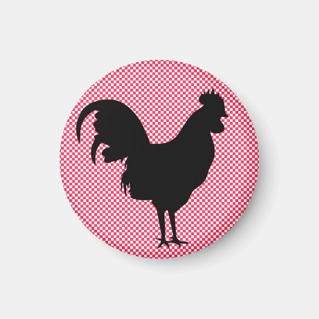 Íman Gingham Rooster Magnet (Frente)