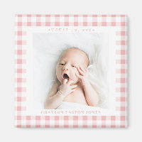 Gingham Rosa Cheque O Magnett De Bebê