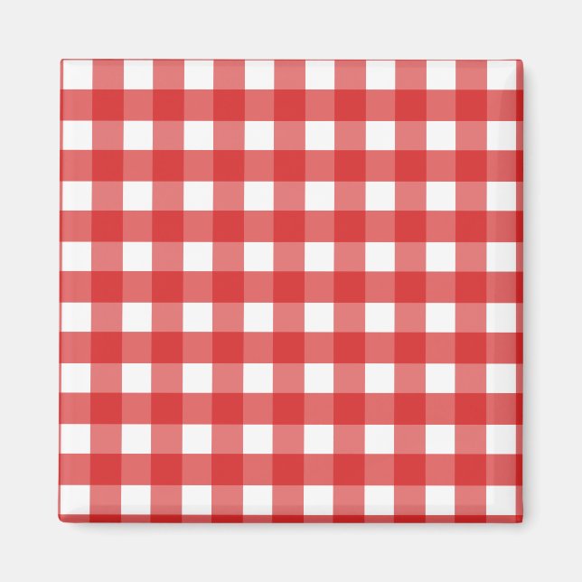 Íman Gingham vermelho e branco (Frente)
