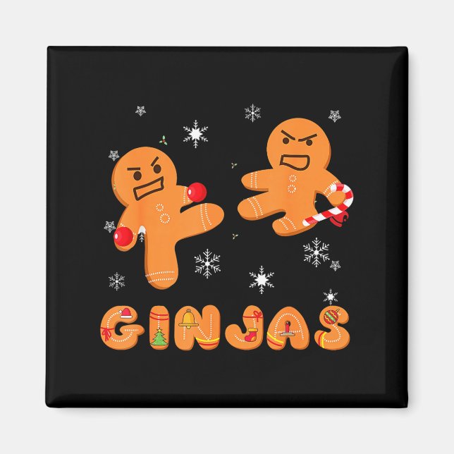 Íman Ginjas Gingerbread Ninjas Natal Feio Divertido  (Frente)