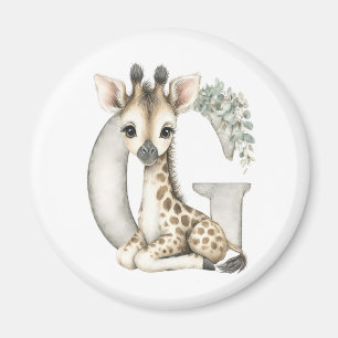 Íman Girafa alfabeto de animais bebês em aquarela fofa