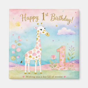 Íman Girafa Caprichosa Primeiro Aniversário Maravilha