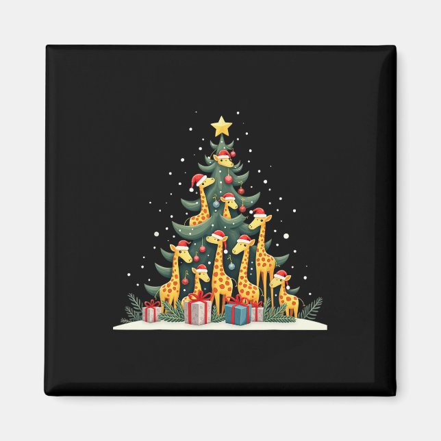 Íman Girafa de Natal bonita Girafa de árvore de Natal v (Frente)