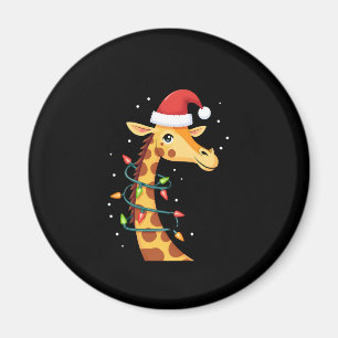 Íman Girafa de Natal Chapéu do Papai Noel Luzes Girafa