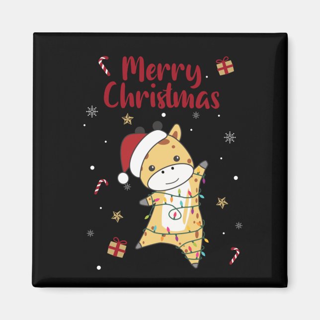 Íman Girafa de Natal Girafas de Inverno Magnet (Frente)