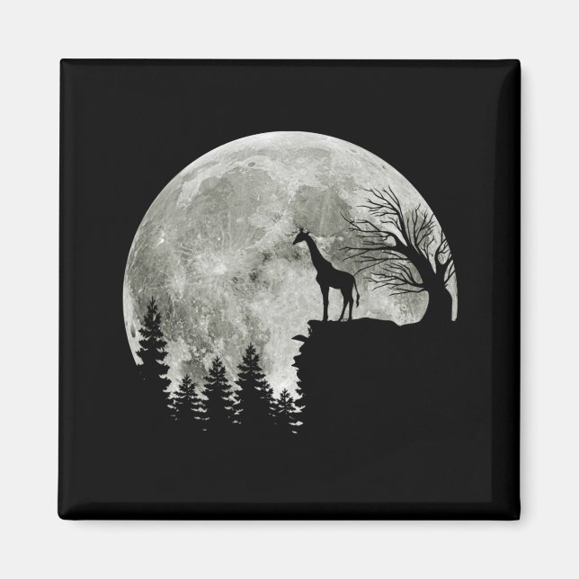 Íman Girafa Stand On Mountain Spooky Halloween Moon (Frente)