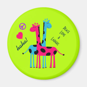 Íman Girafas bonitos dos desenhos animados, amor da paz